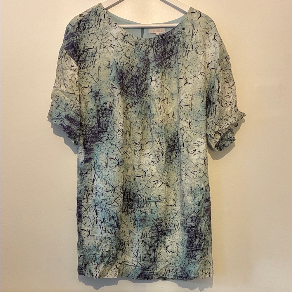 1. State Blue Pattern Shirt Dress